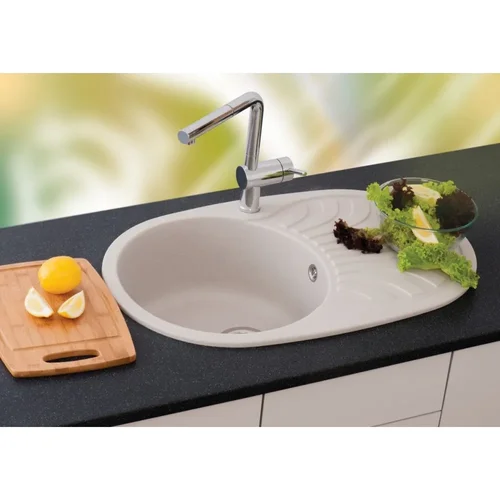 AQUALINE Venera Plus 36S1300 akmens plautuvė 78x50 cm Smėlio spalvos image 2