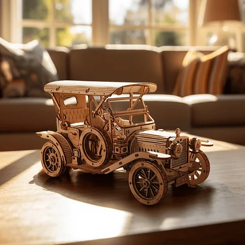 ROKR medinė 3D dėlionė – senovinis automobilis image 2