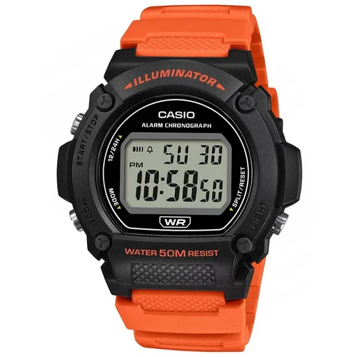 Casio W-219H-4A vyriškas laikrodis, oranžinis dirželis image 1