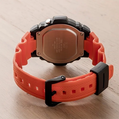 Casio W-219H-4A vyriškas laikrodis, oranžinis dirželis image 3