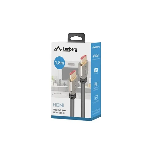 Lanberg CA-HDMI-30CU-0018-BK HDMI kabelis 1,8 m 8K 60 Hz, juodas image 3