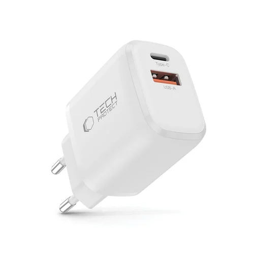 Tech-Protect NCA30 30 W USB-A/USB-C įkroviklis, baltas image 2