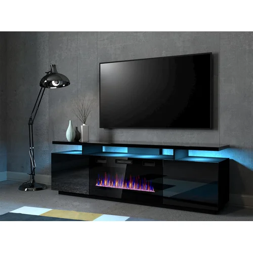 EVA TV spintelė su elektriniu židiniu 180 × 40 × 52 cm, juoda image 2