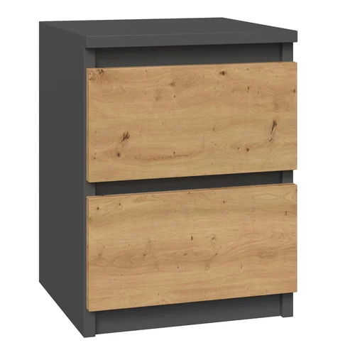 Topeshop M2 Anthracitas/Artisan naktinė spintelė, 2 stalčiai image 1