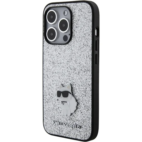 Karl Lagerfeld Choupette Logo metalinis dėklas iPhone 15 Pro, sidabrinis image 2