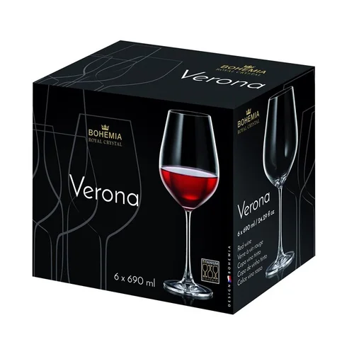 BOHEMIA ROYAL CRYSTAL VERONA vyno taurės 690 ml, 6 vnt. image 2