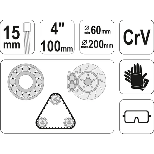 YATO YT-2512 trišakis guolių nuėmėjas 100 mm image 3