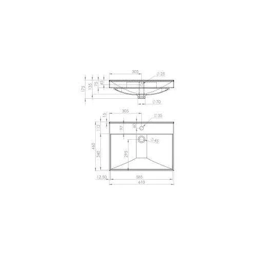 Elita Maxxi keramikinis praustuvas, 60 cm image 2