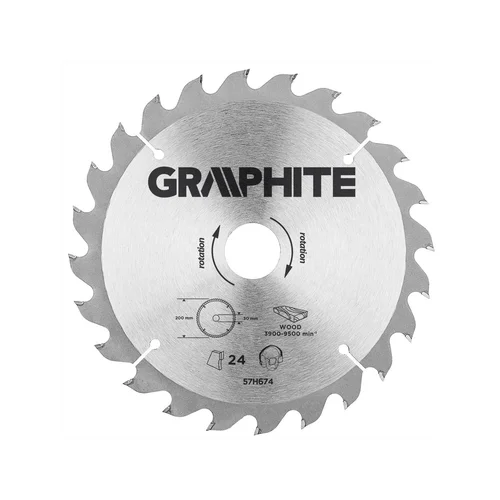 GRAPHITE Pjovimo diskas 200x30mm, 24 dantų image 1