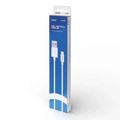 Savio CL-125 USB 2.0 kabelis 1 m USB-A–USB-C, baltas image 3