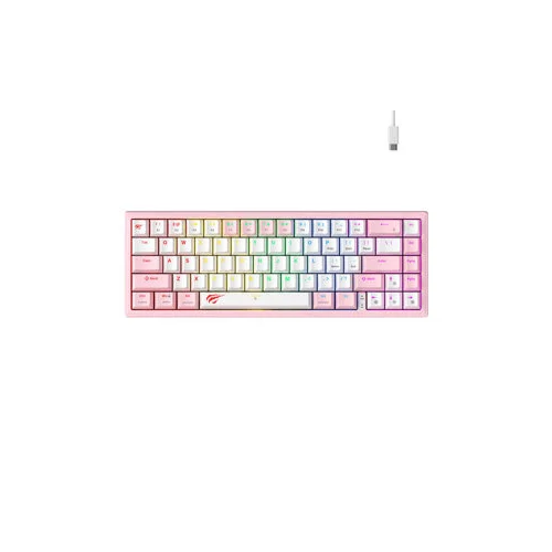 Havit KB874L RGB rožinė ir balta mechaninė klaviatūra image 1