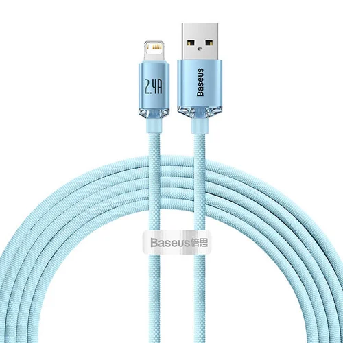 Baseus Crystal Shine USB kabelis 2 m, mėlynas image 1