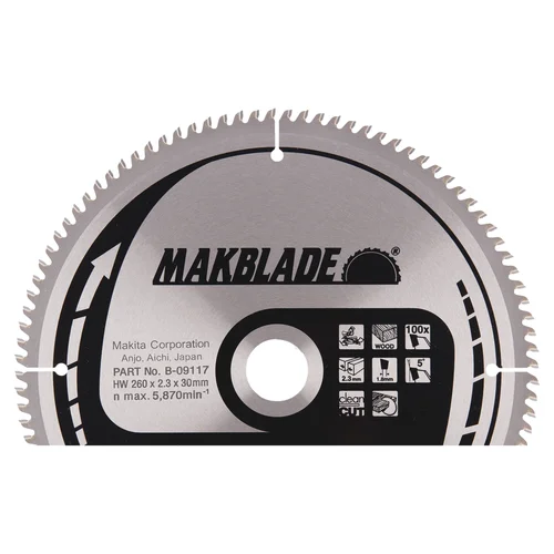 Makita B-09117 MAKBLADE 260X2.3X30mm 5° T100 image 1