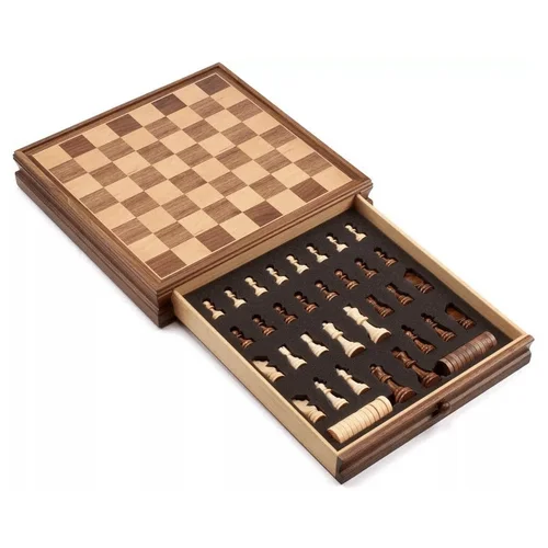 Šachmatų–Šaškių rinkinys riešutmedžio TS-WG-CT15, Karalius 7,6 cm image 3