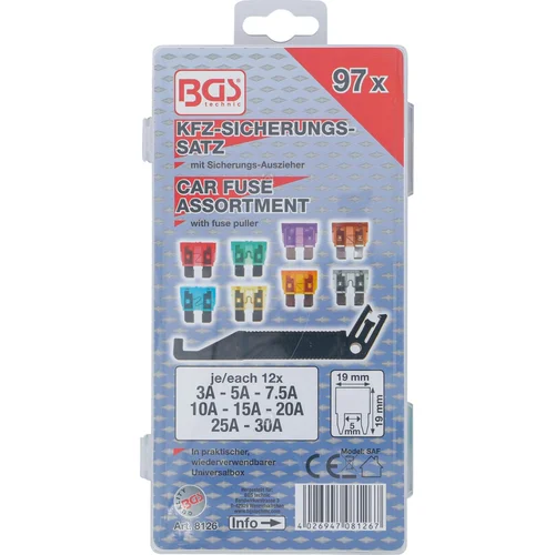 BGS technic 8126 automobilių saugiklių rinkinys, 97 vnt. image 3