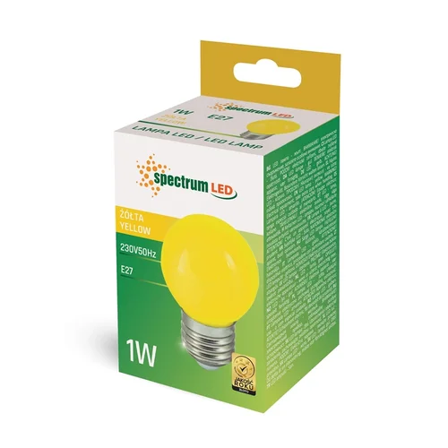 Spectrum P45 E27 1 W 20 lm LED lemputė, geltona image 1