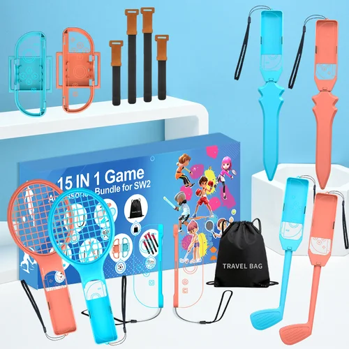 Nintendo Switch 2 15 dalių priedų rinkinys, oranžinis ir mėlynas image 2