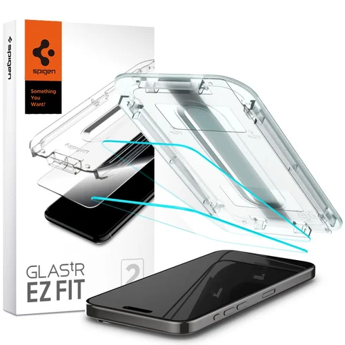 Spigen Glas.tR EZ Fit apsauginis stiklas iPhone 15 Pro, 2 vnt. image 1
