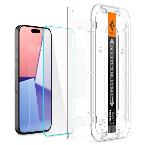 Spigen Glas.tR EZ Fit apsauginis stiklas iPhone 15 Pro, 2 vnt. image 2
