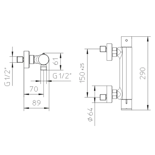 Palazzani MIDI Termostatinis maišytuvas dušui image 2