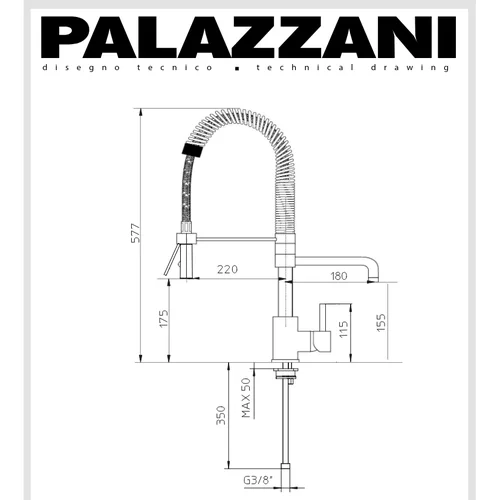 Palazzani DIGIT maišytuvas plautuvei su dviem čiaupais image 2