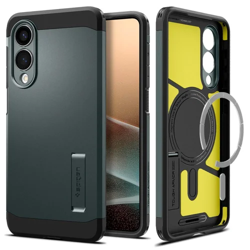 Spigen Tough Armor MagSafe dėklas Galaxy S25 Edge, žalias/melinas image 1