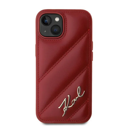 Karl Lagerfeld Diagonal Quilted Script dėklas iPhone 15/14/13, raudonas image 2