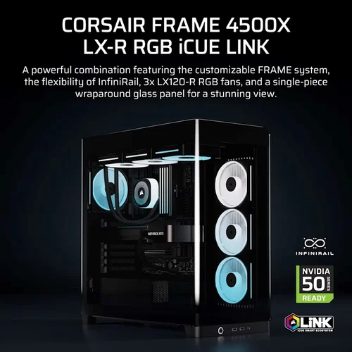 Corsair 4500X LX-R RGB Midi Tower korpusas, juodas image 2