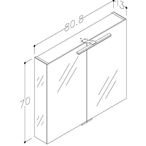 Raguvos Baldai 2102500 Veidrodinė spintelė LED IP44 80 cm image 2