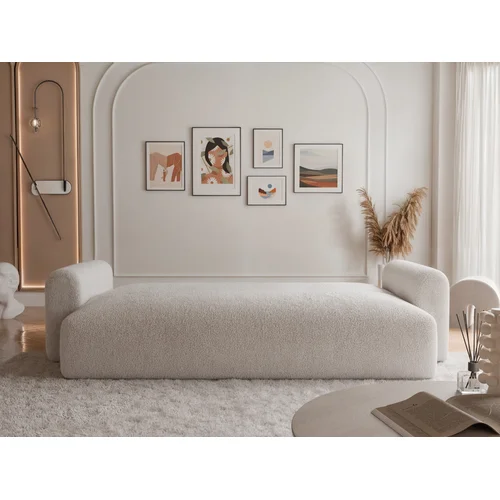 JOBO trivietė išskleidžiama sofa su patalynės dėže, Boucle C1 kreminė image 3