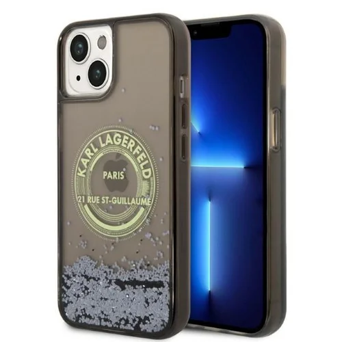 Karl Lagerfeld Liquid Glitter RSG dėklas iPhone 14 Plus, juodas image 1