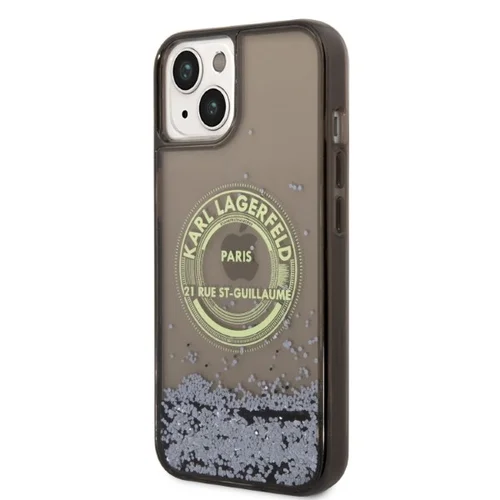 Karl Lagerfeld Liquid Glitter RSG dėklas iPhone 14 Plus, juodas image 2