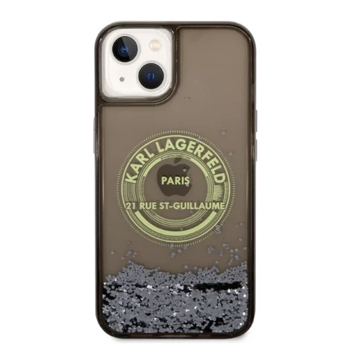 Karl Lagerfeld Liquid Glitter RSG dėklas iPhone 14 Plus, juodas image 3