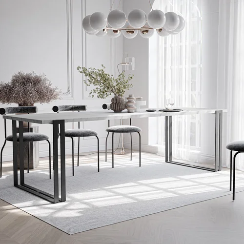 HOLTE išskleidžiamas stalas, 140 cm, juodas / Bianco marmuras image 2