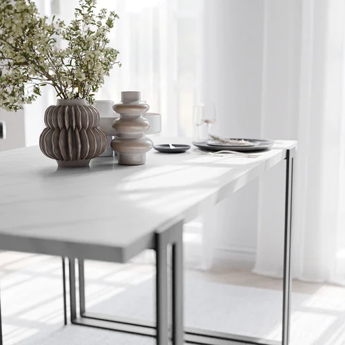 HOLTE išskleidžiamas stalas, 140 cm, juodas / Bianco marmuras image 3