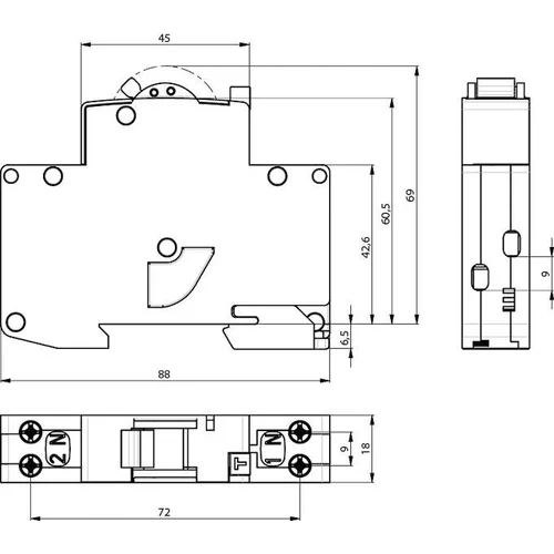 Srovės nuotėkio rėlė ETI KZS-1M, 1P, 20 A, 230 V, 30 mA image 2