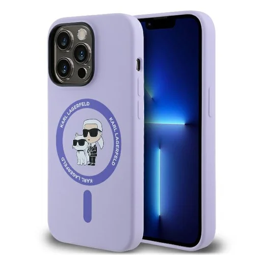 Karl Lagerfeld KC galvų silikoninis MagSafe dėklas iPhone 14 Pro Max, violetinis image 1