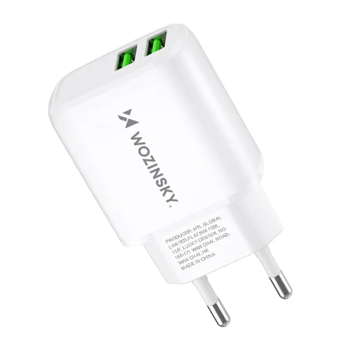 Wozinsky CUWCW 2,4 A sieninis įkroviklis, 2 x USB-A, baltas image 3
