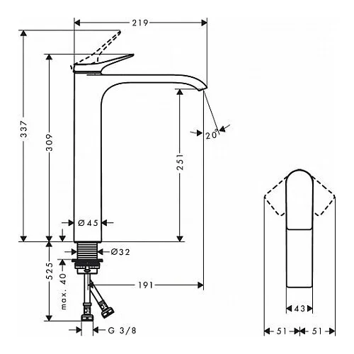 Hansgrohe Vivenis 75042700 baltas matinis aukštas praustuvo maišytuvas image 3