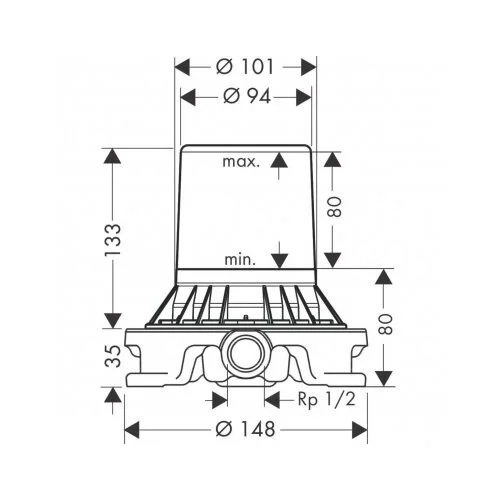 Hansgrohe 10452180 į grindis montuojamo maišytuvo potinkinė dalis image 2