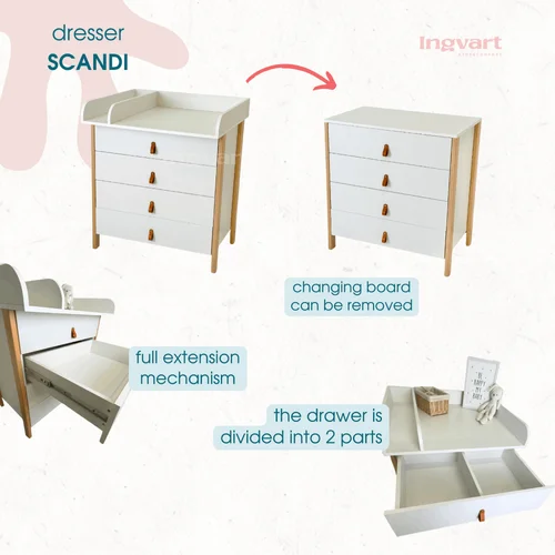 Komoda Ingvart Scandi ING-SC-GRNT Nuimama Persirengimo Lenta 85x80x50 cm image 2