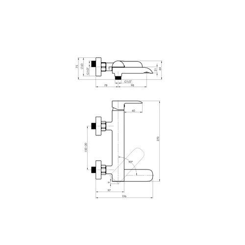 Rubineta ULTRA-10 (SW) (BK) U10P68 Vonios maišytuvas image 2