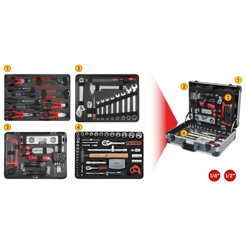 KS Tools Universalus įrankių komplektas 1/4\" + 1/2\" 127 vnt image 1