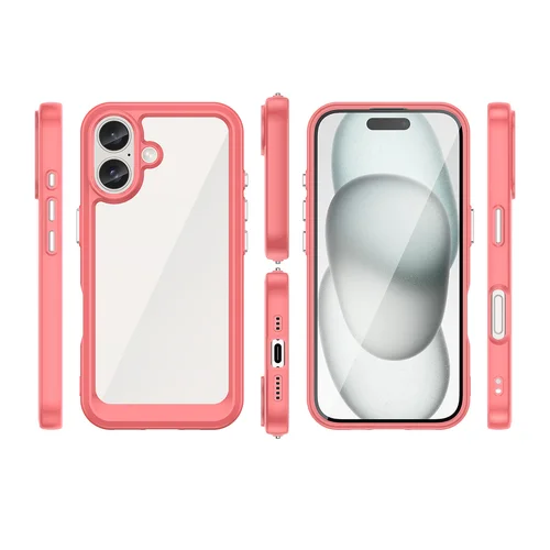 Kitos erdvės hibridinis dėklas iPhone 16, raudonas image 2