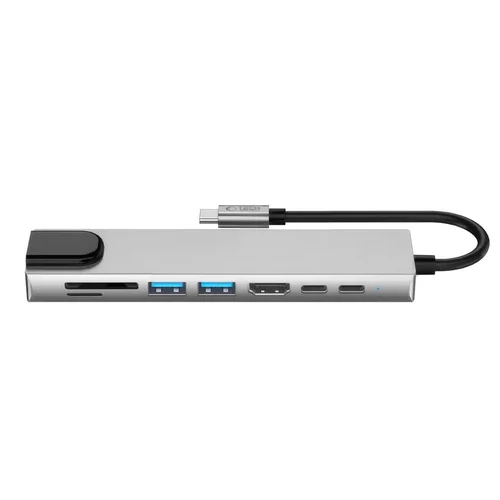 Tech-Protect HB09 8-in-1 USB-C šakotuvas, pilkas image 3