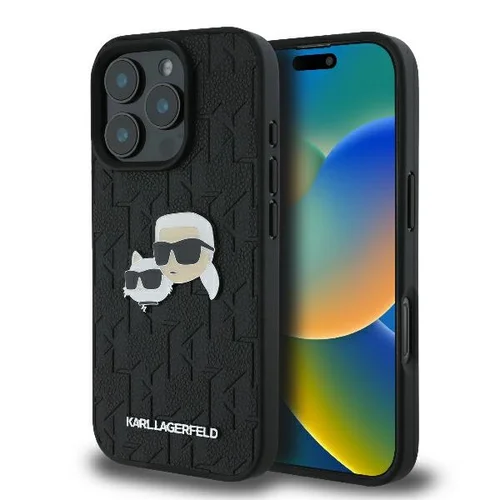 Karl Lagerfeld Monogram Karl & Choupette dėklas iPhone 16 Pro, juodas image 1
