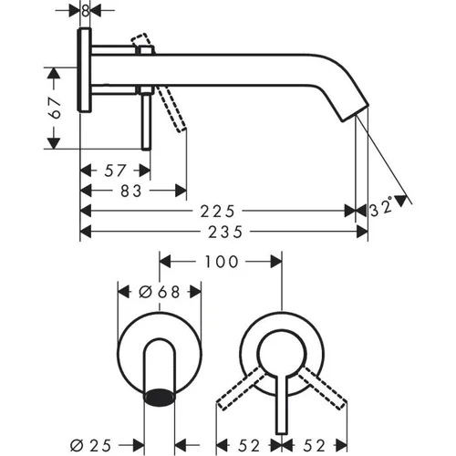 Hansgrohe Tecturis S potinkinis praustuvo maišytuvas 73351000 Chromas 225 mm image 2