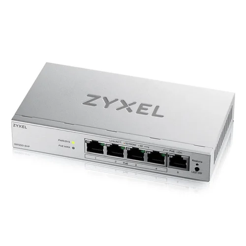 Zyxel GS1200-5HPV3 5 prievadų PoE jungiklis, pilkas image 1