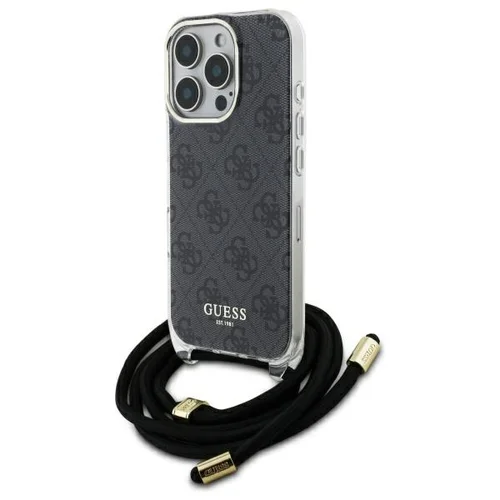 Guess 4G raštuotas dėklas su virvelėmis, iPhone 16 Pro, juodas image 1