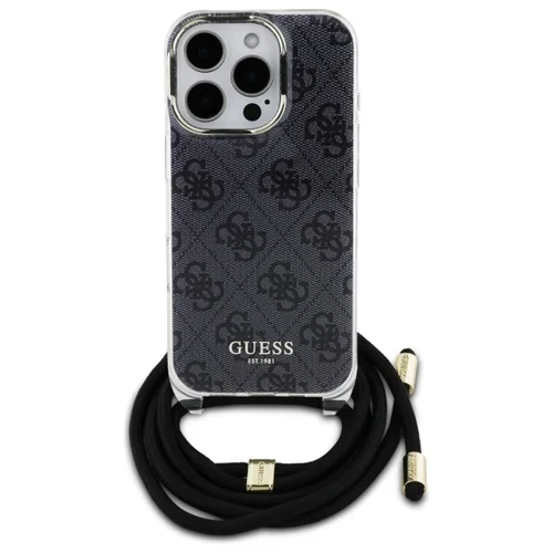 Guess 4G raštuotas dėklas su virvelėmis, iPhone 16 Pro, juodas image 2